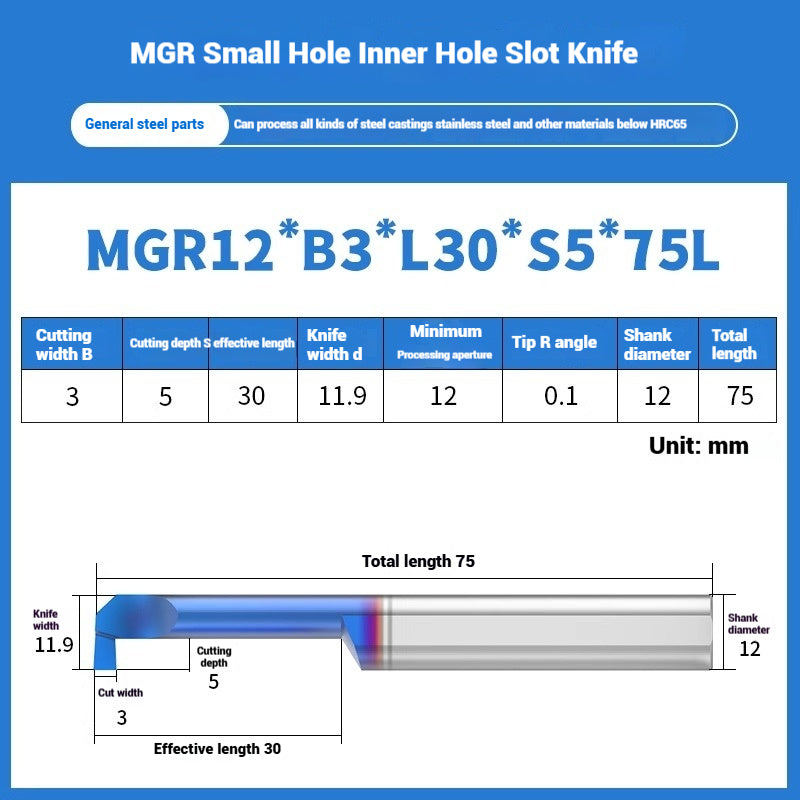 1134-MGR small bore groove cutter wear-resistant micro groove hook cutter CNC tungsten steel alloy small bore cutting groove turning tool Shandong Denso Pricision Tools Co.,Ltd.